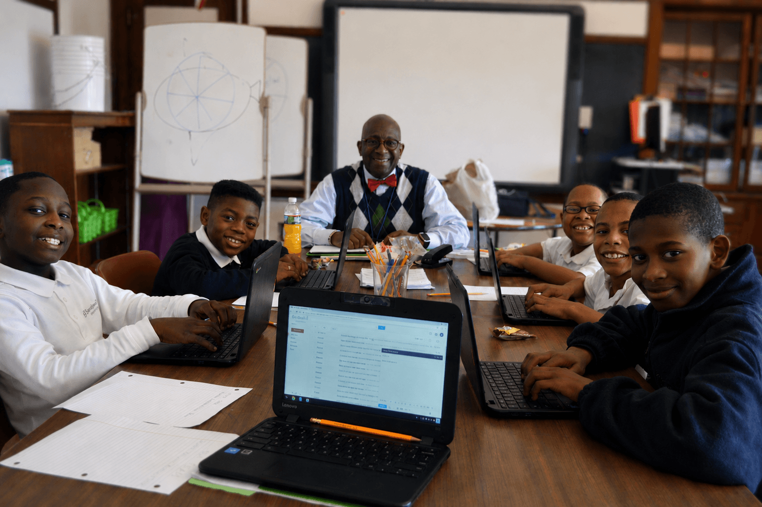 Residents learning technology skills together