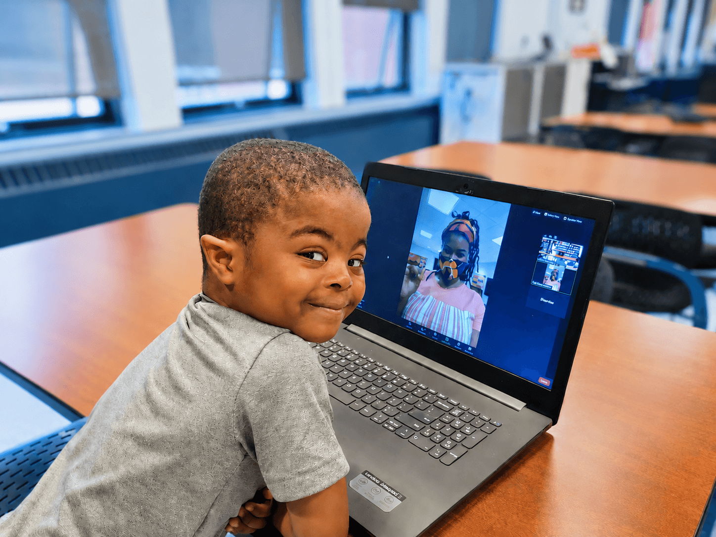 Learner using Microsoft Office applications on a laptop